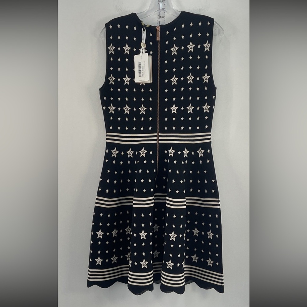 Ted Baker Black Star Jacquard Midi A-Line Women's Dress M, Viscose, NWT size 4